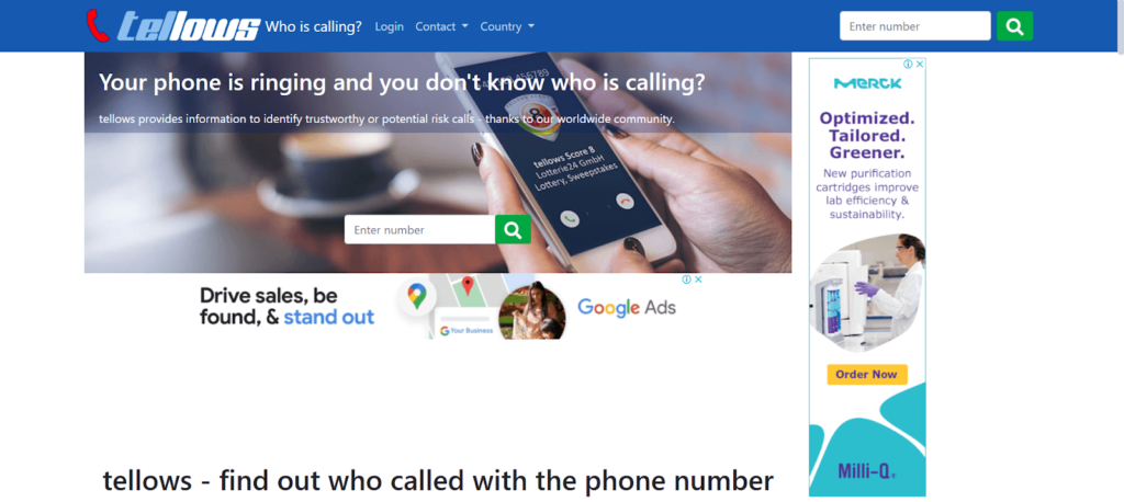 lookup number in tellows